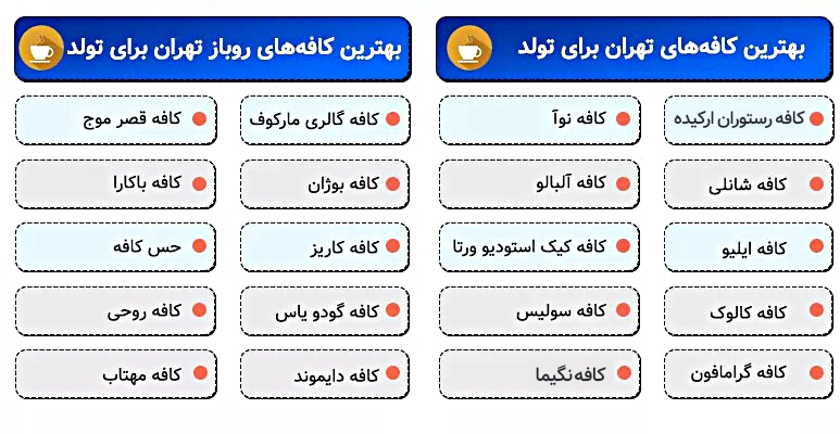 بهترین کافه های تهران برای تولد