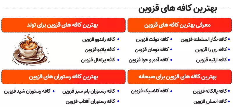 اینفوگرافی معرفی بهترین کافه های قزوین