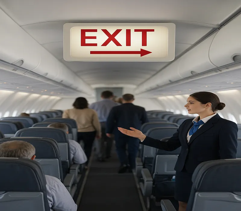 مهماندار هواپیما، نظارت بر پیاده شدن مسافران